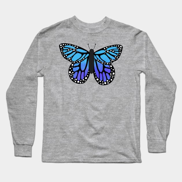 Blue ombré butterfly Long Sleeve T-Shirt by tothemoons
